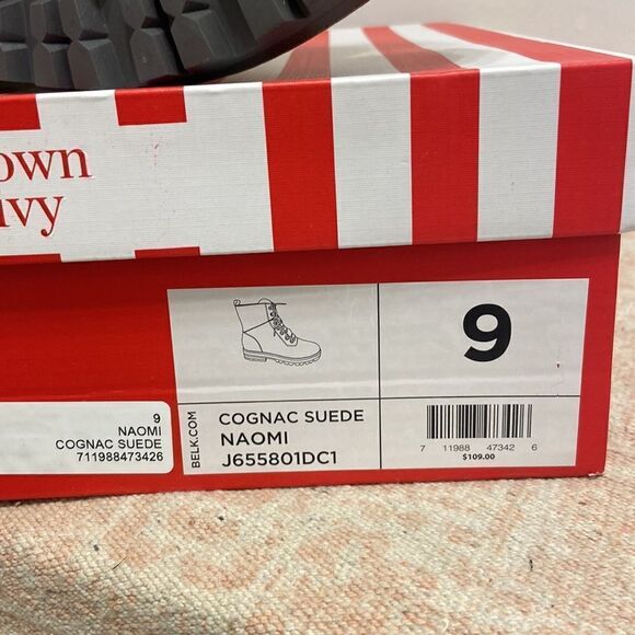 Cognac Suede Construction Boots - Picture 3 of 5